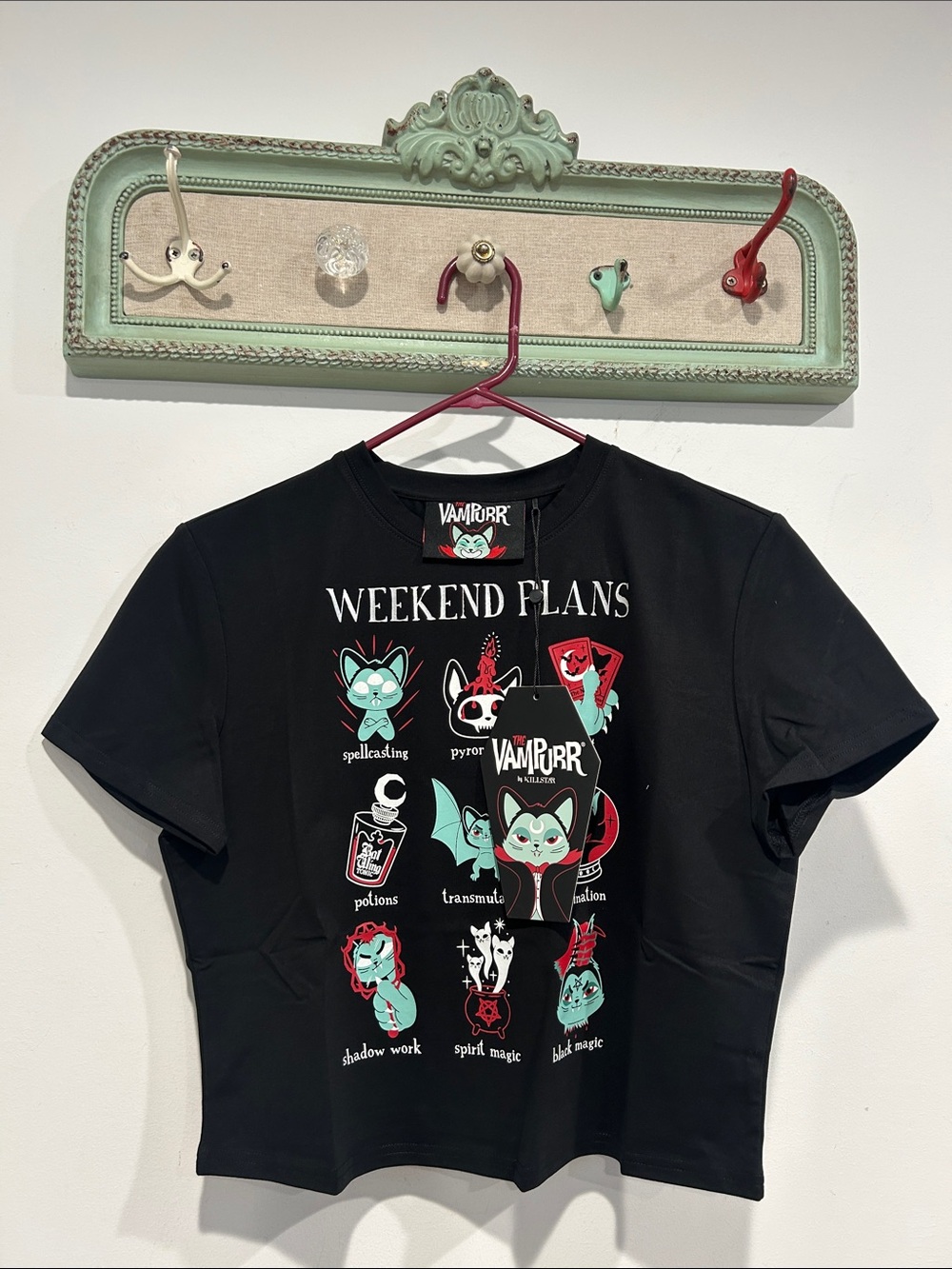 Killstar Vampurr Black Short Sleeve Weekend Plans Graphic Kitty baby Tee large
